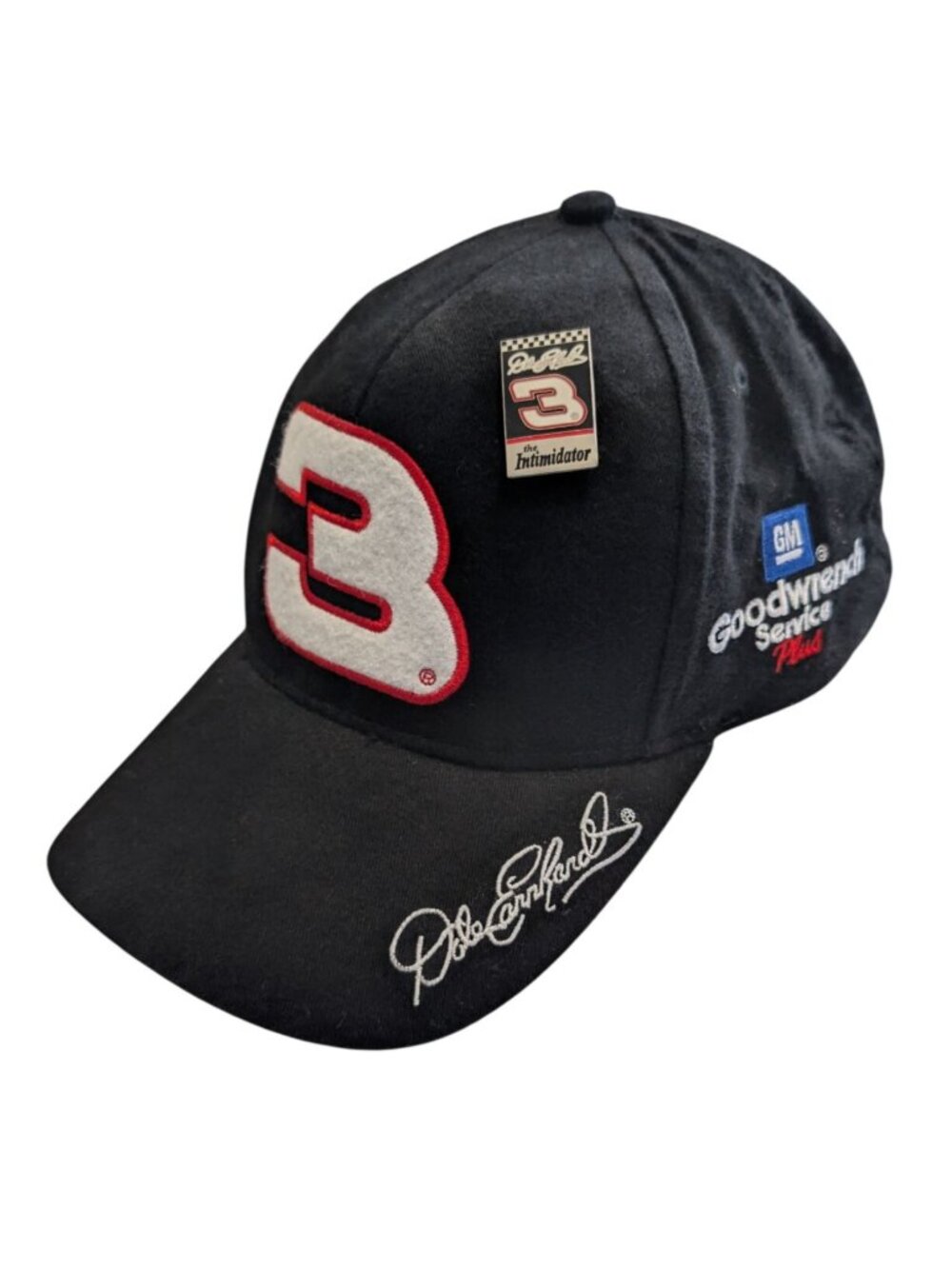 Dale Earnhardt Sr 3 Hat Black Competitors View NASCAR Racing Cap Intimidator Pin